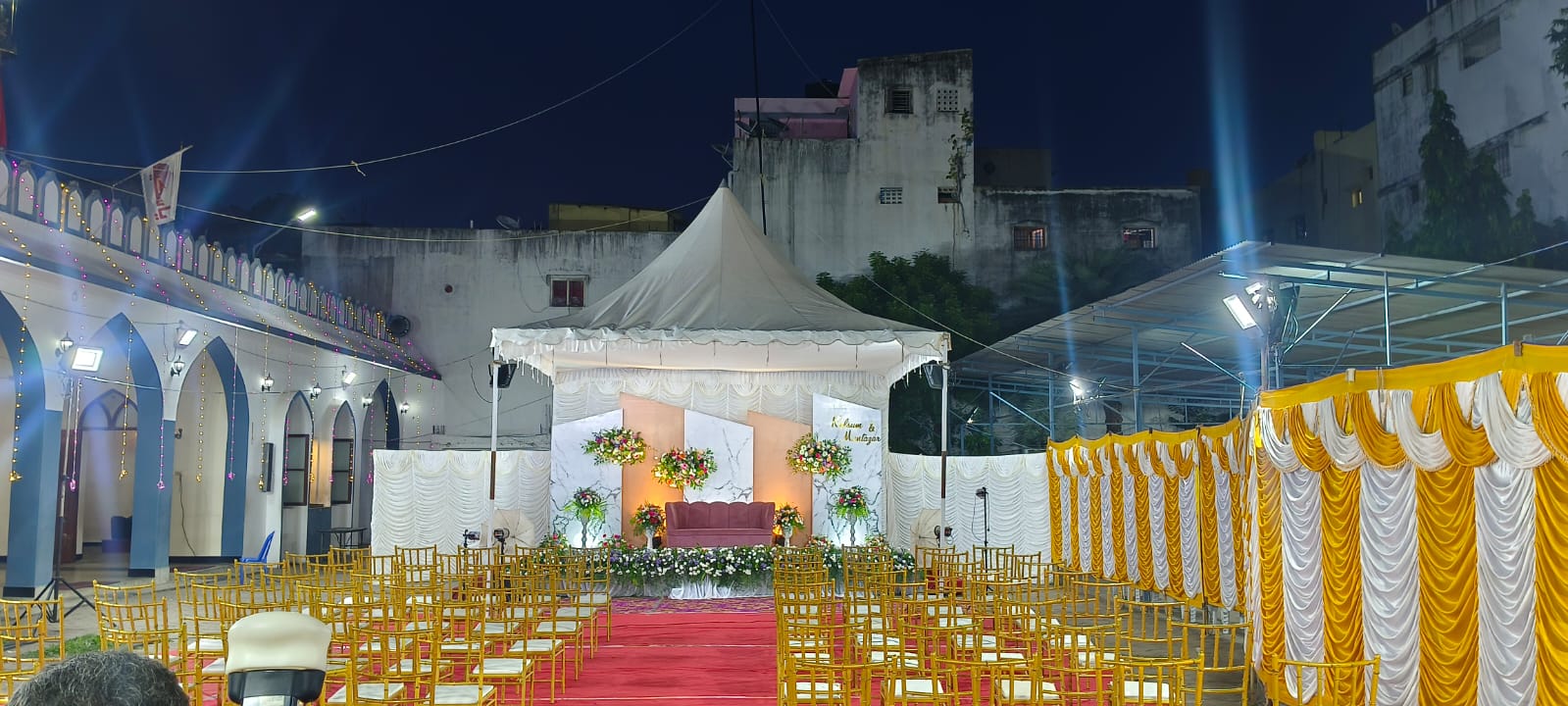 Vibrant Red and Gold Arabian Tent